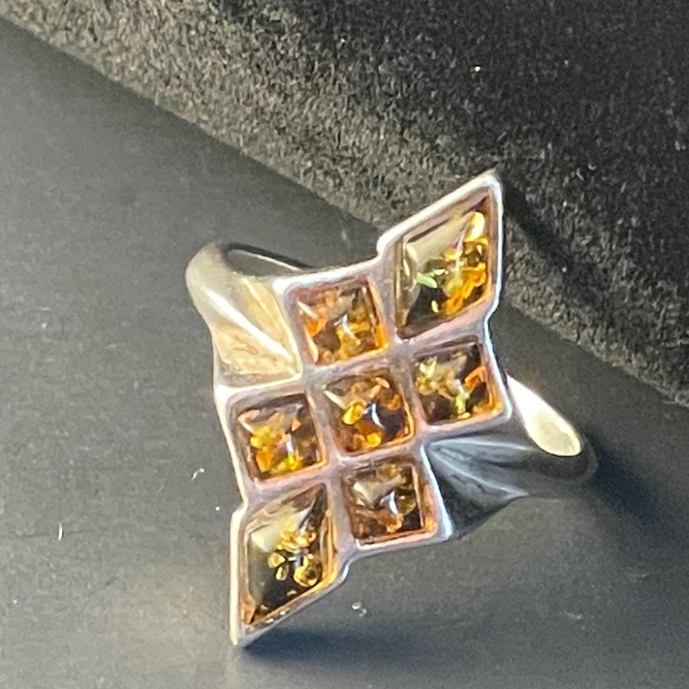 Sterling Silver and Amber ring
